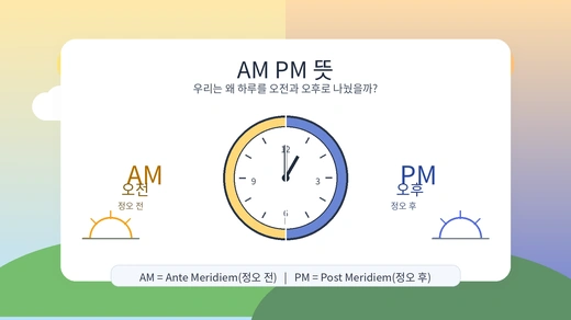AM PM 뜻과 오전 오후 차이를 정오 기준으로 쉽게 보여주는 이미지