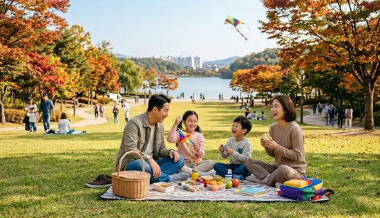 대체공휴일 가족 나들이를 즐기는 공원 피크닉 풍경